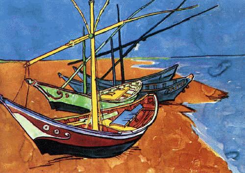 Vincent Van Gogh Boats on the Beach of Saintes-Maries oil painting picture